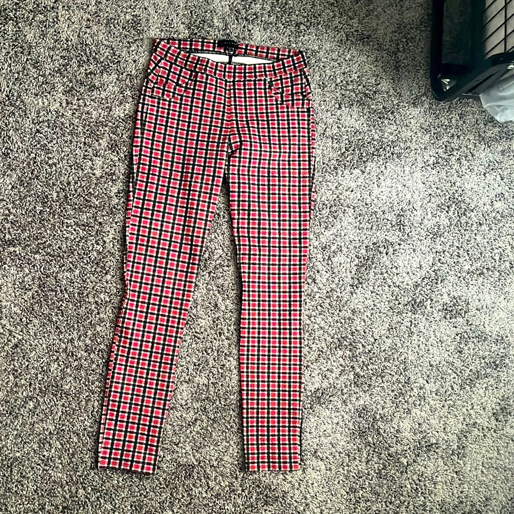 Sanctuary leggings used once. In good condition. Plaid red black white